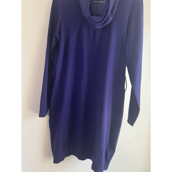 AB Studio Sweater Dress Womens Cowl Neck Pleated Purple - Picture 3 of 6